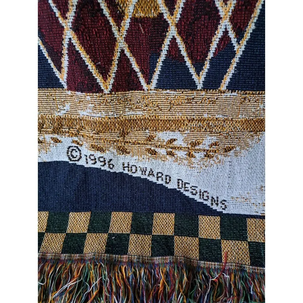 VINTAGE 1996‎ HOWARD DESIGNS SEASONS GREETINGS TAPESTRY WALL HANGING COUNTRY